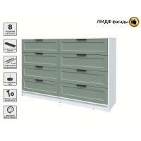 Kомод Тренд КТ-К157 (Белый платинум ЛДСП/ Мята ЛМДФ) Ш1565 В1020 Г451